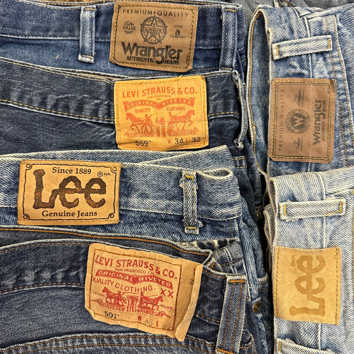 Levi’s, Lee and Wrangler Jeans 25pcs